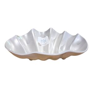 SIGRID OLSEN Melamine Pearl clam shell serving bowl white coastal beach.NEW